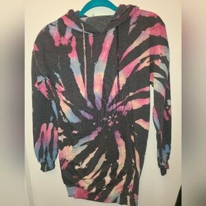 No Boundaries Black and Pink Tie-Dye Hoodie